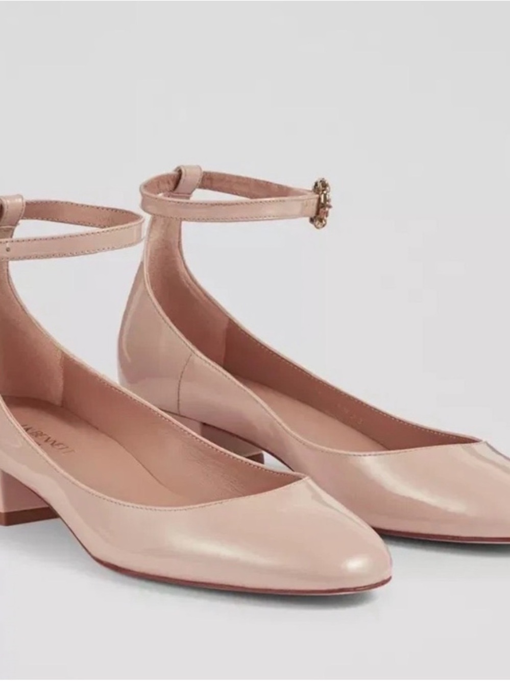 LK Bennett Patent Ankle-Strap Ballet Flats in Nude Blush size 8